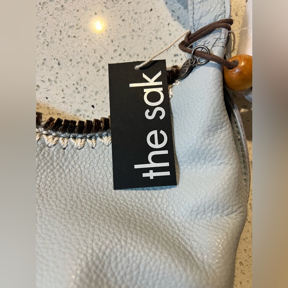 The Sak Light Blue Hobo Bag with Tan Tassel - Picture 5 of 8